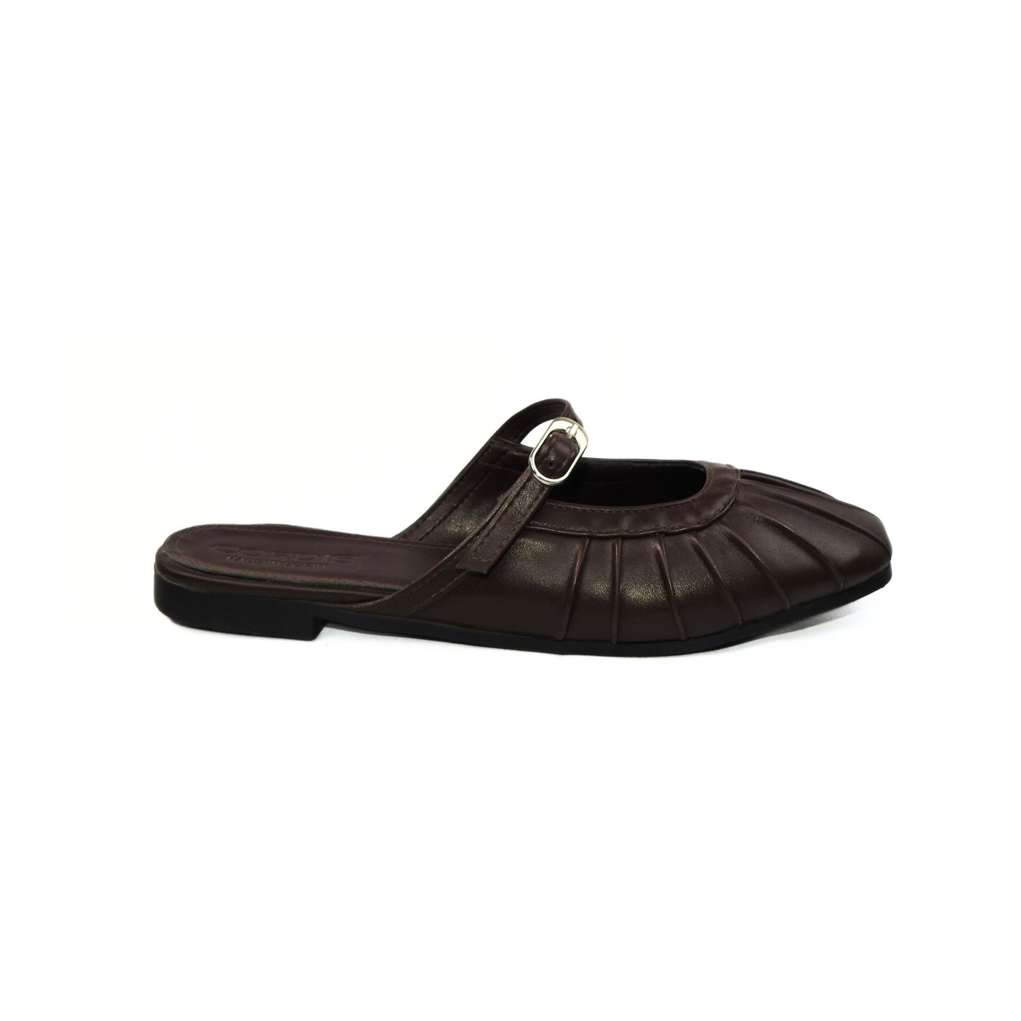 Pleated Mule - Dark Brown