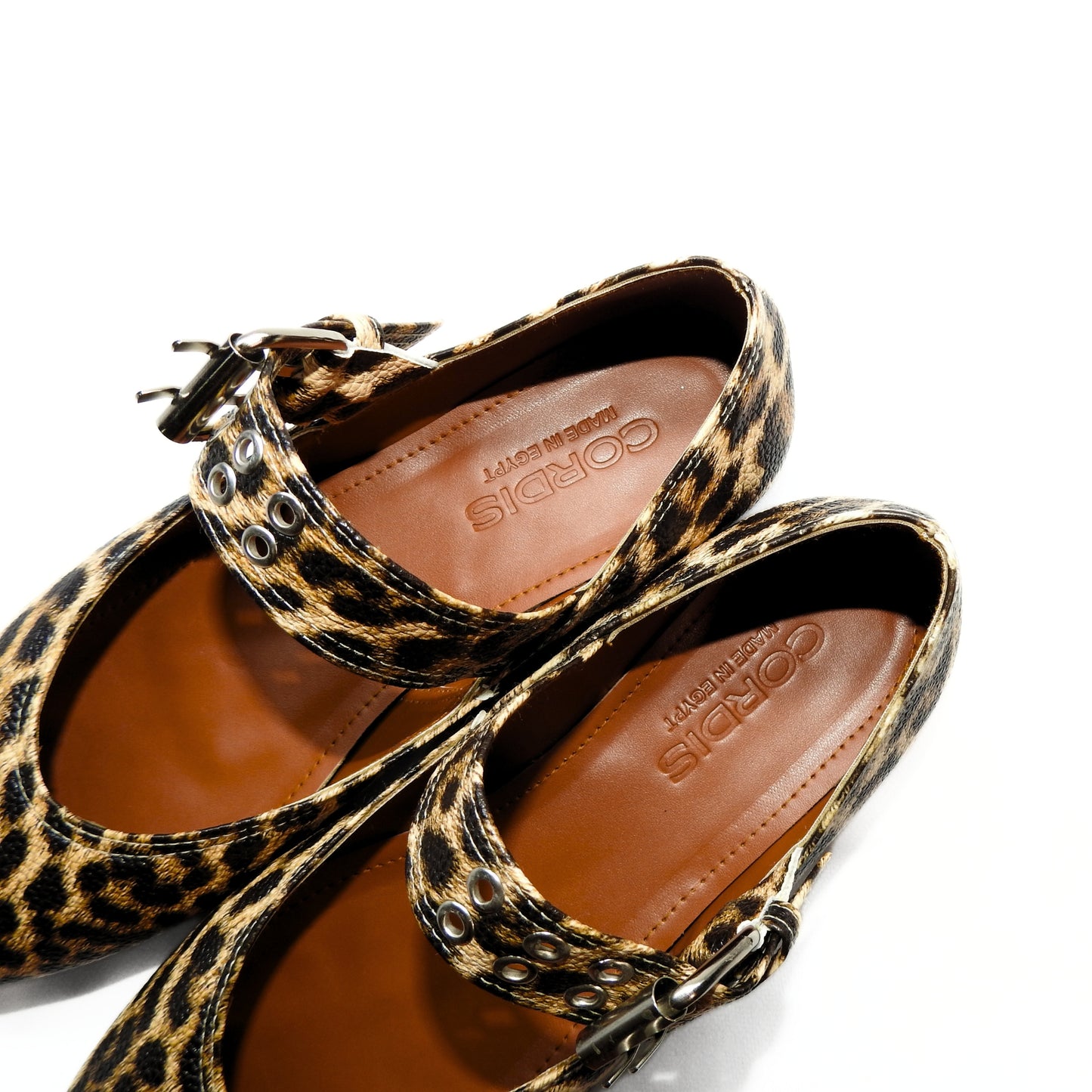 Brown Leopard Bold Buckle Flats