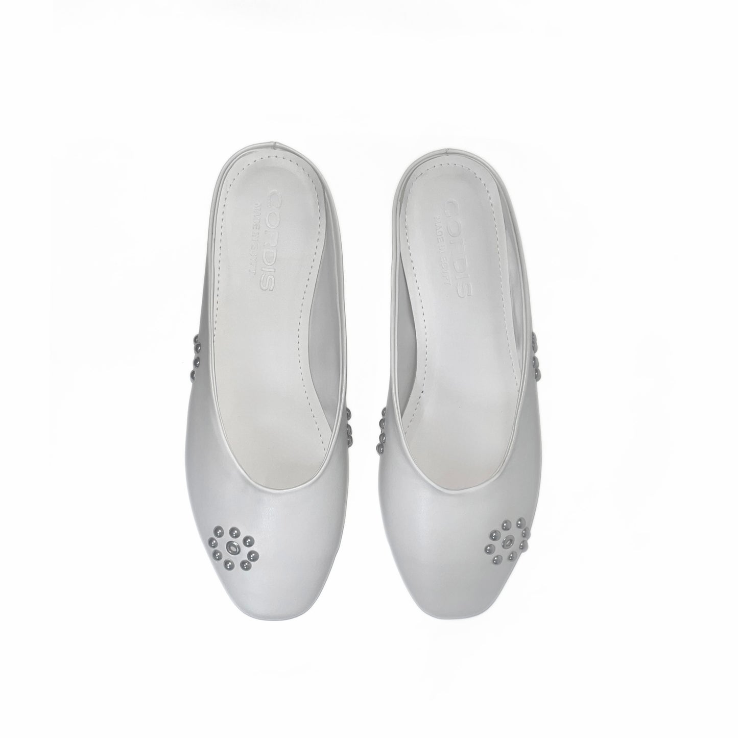 Dome Stud Mules - White