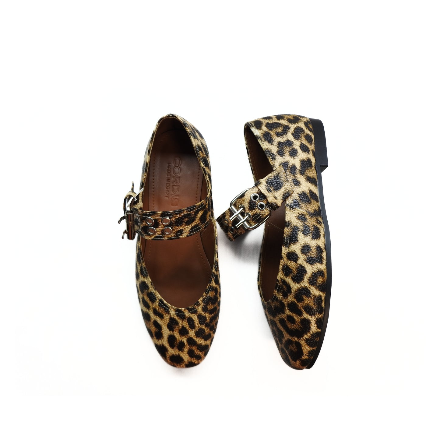 Brown Leopard Bold Buckle Flats