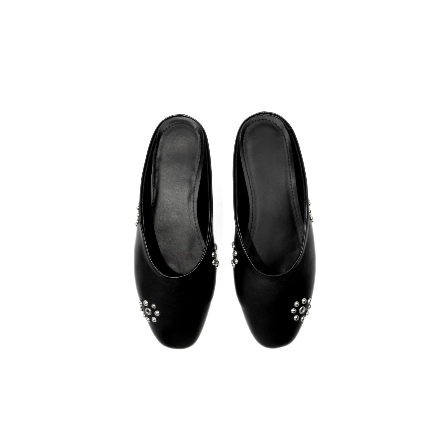 Dome Stud Mules - Black