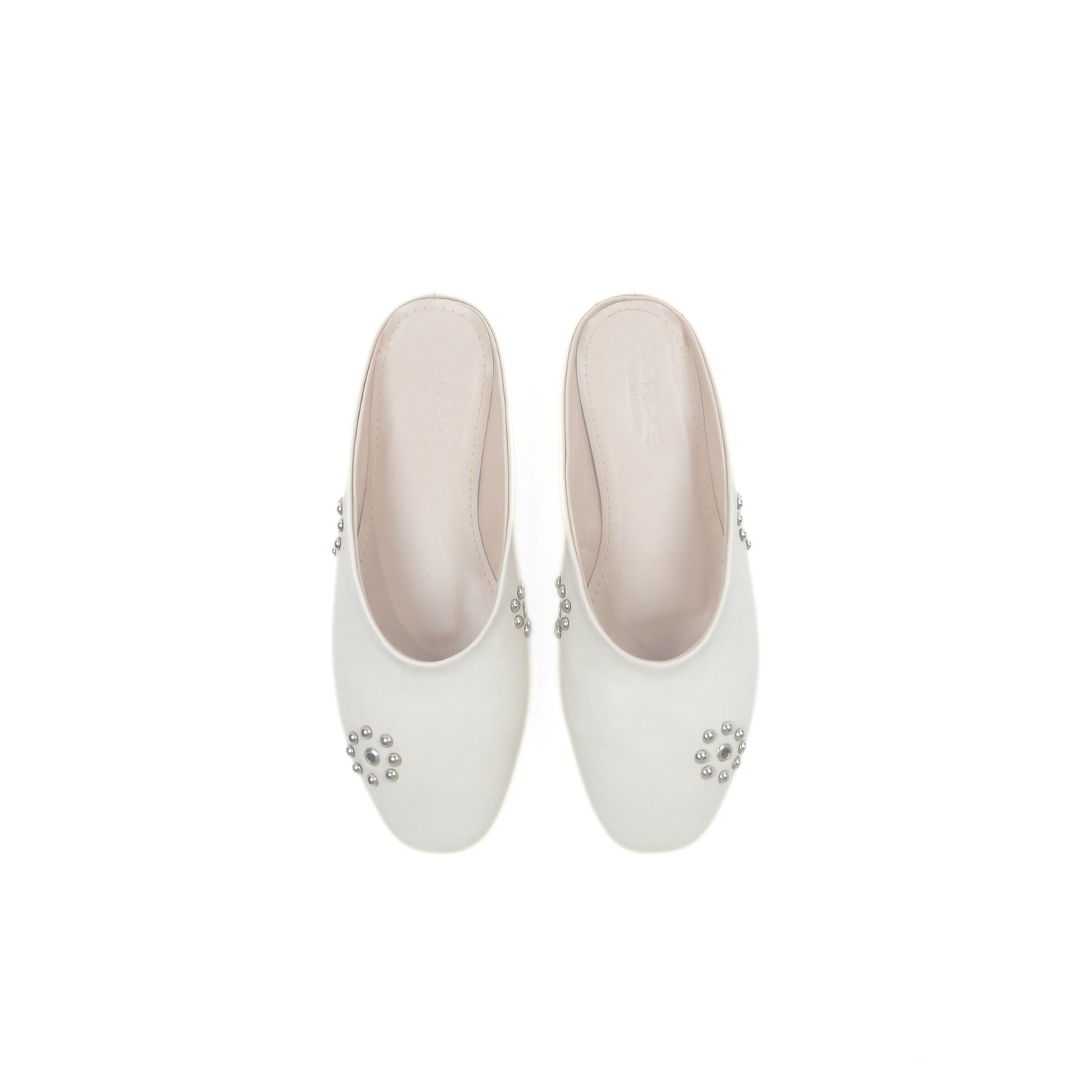 Dome Stud Mules - White
