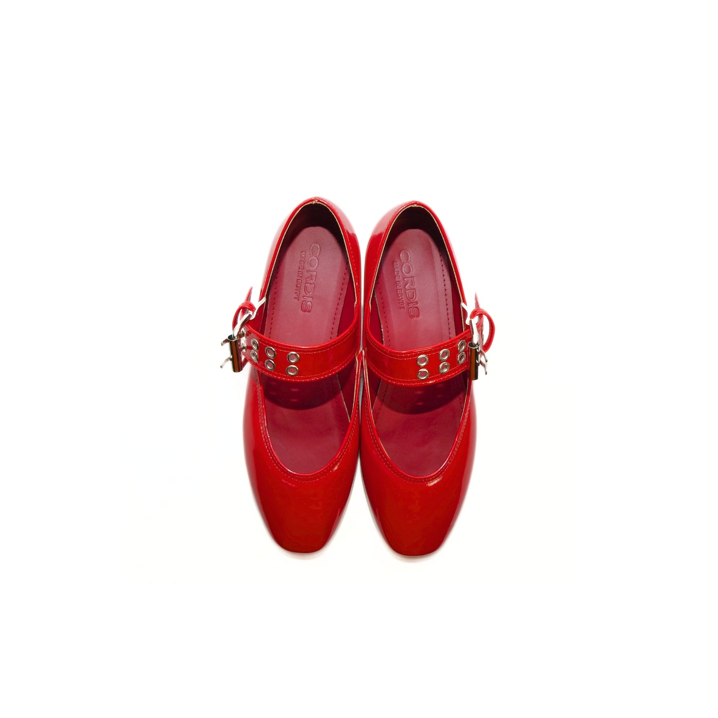 Red Bold Buckle Flats