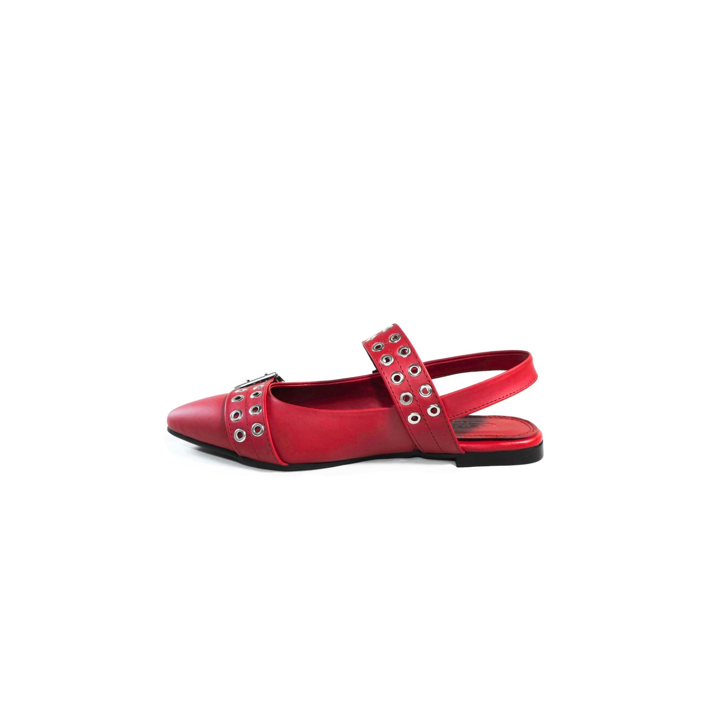 Red Studded Buckle Sandals