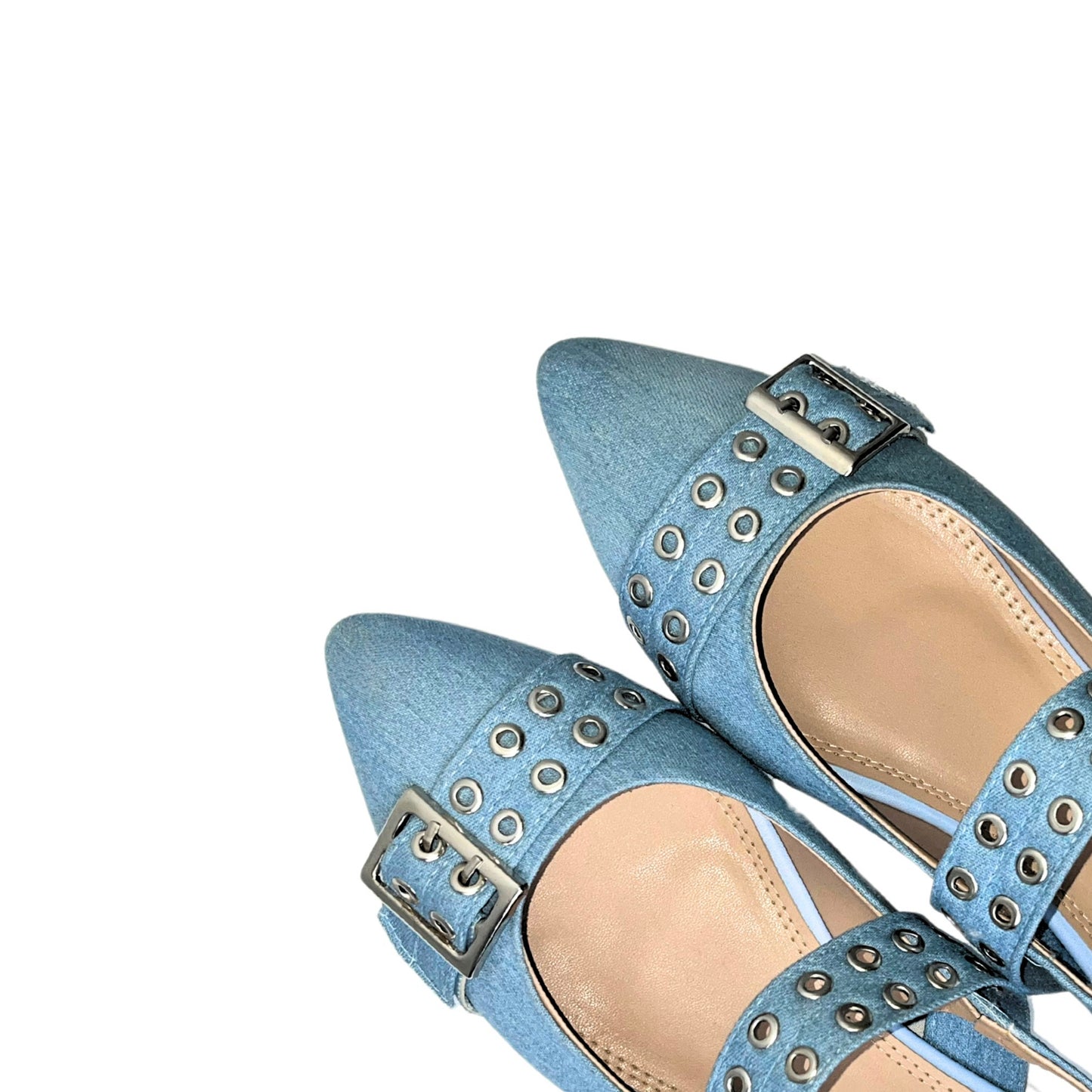 Light Denim Studded Buckle Sandals