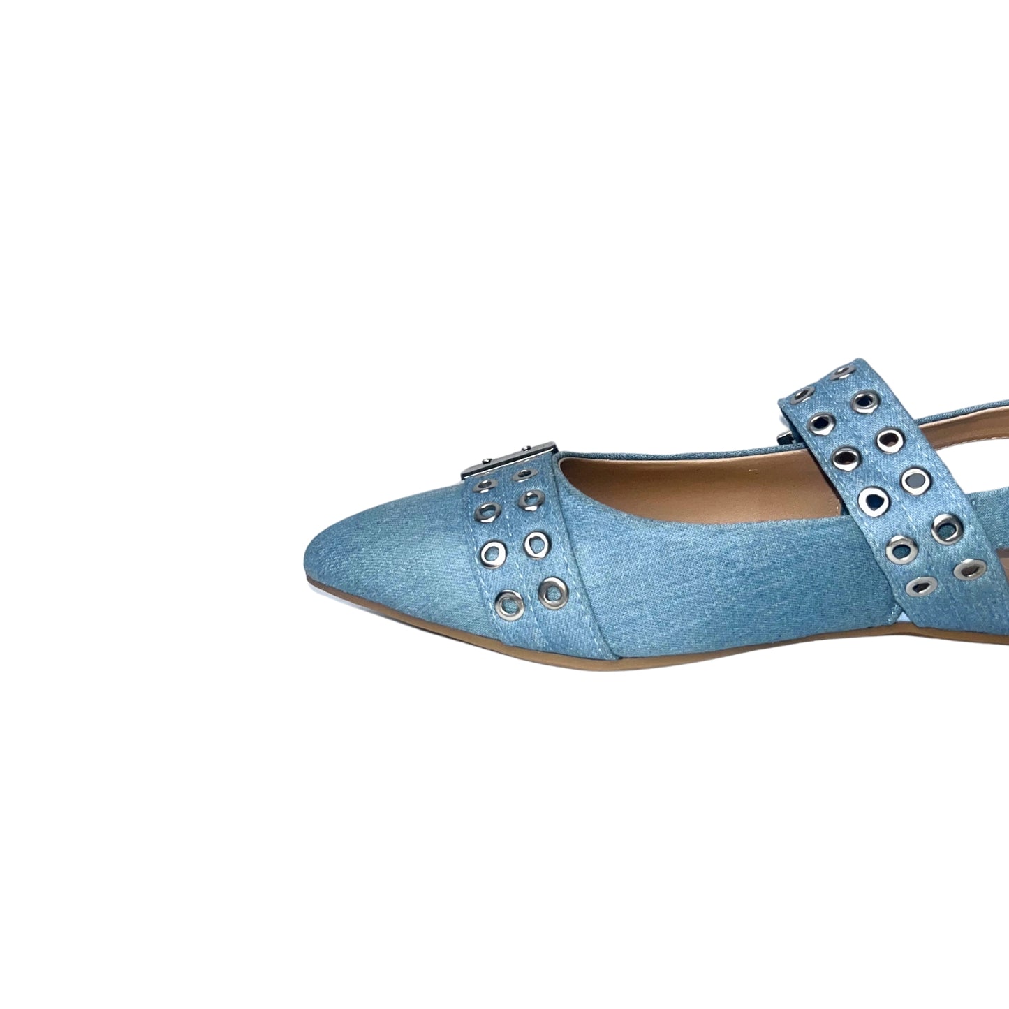 Light Denim Studded Buckle Sandals