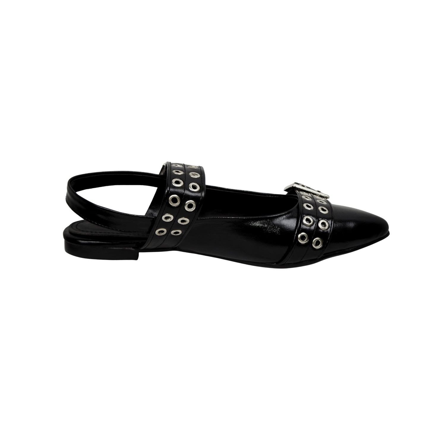 Black Studded Buckle Sandals