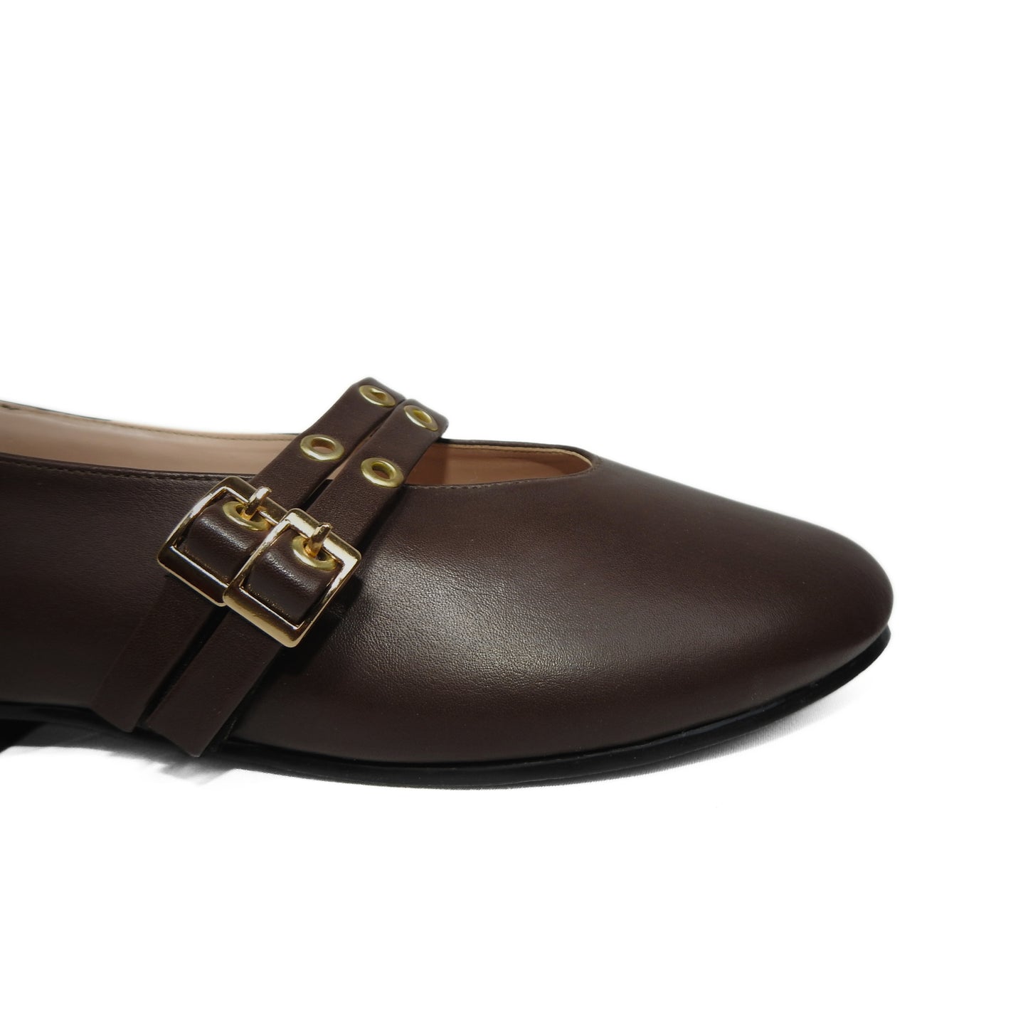Dual Buckle Flats - Dark Brown