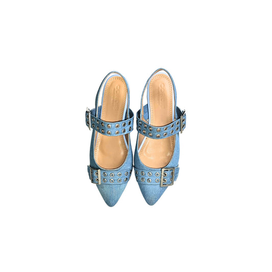 Light Denim Studded Buckle Sandals