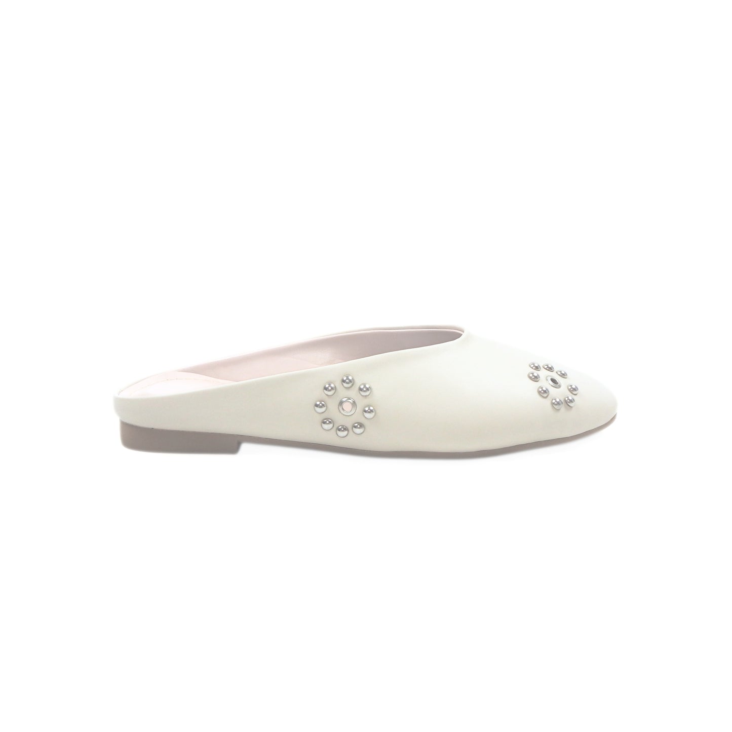 Dome Stud Mules - White