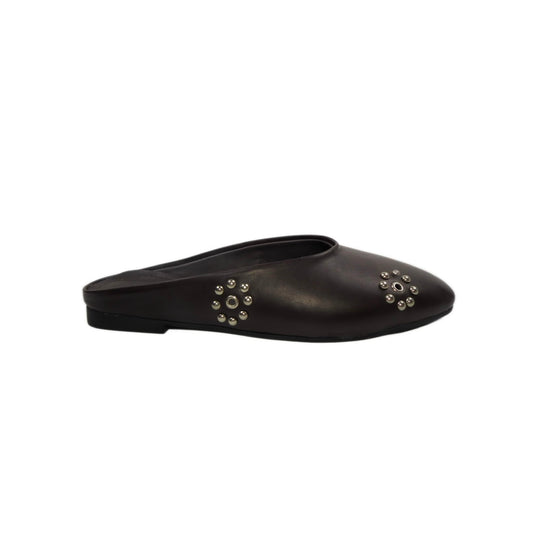 Dome Stud Mules - Dark Brown