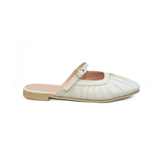 Pleated Mule - Beige