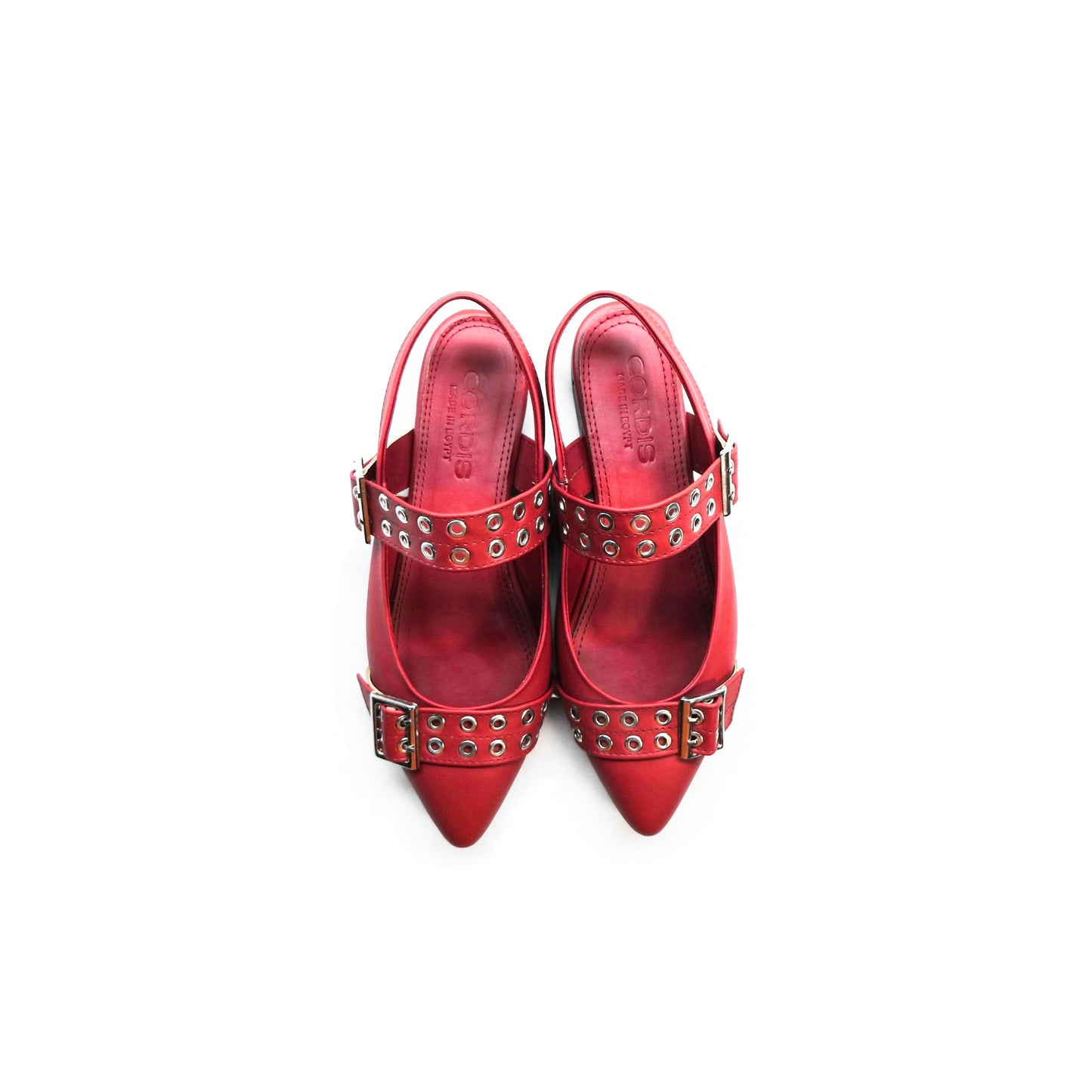 Red Studded Buckle Sandals