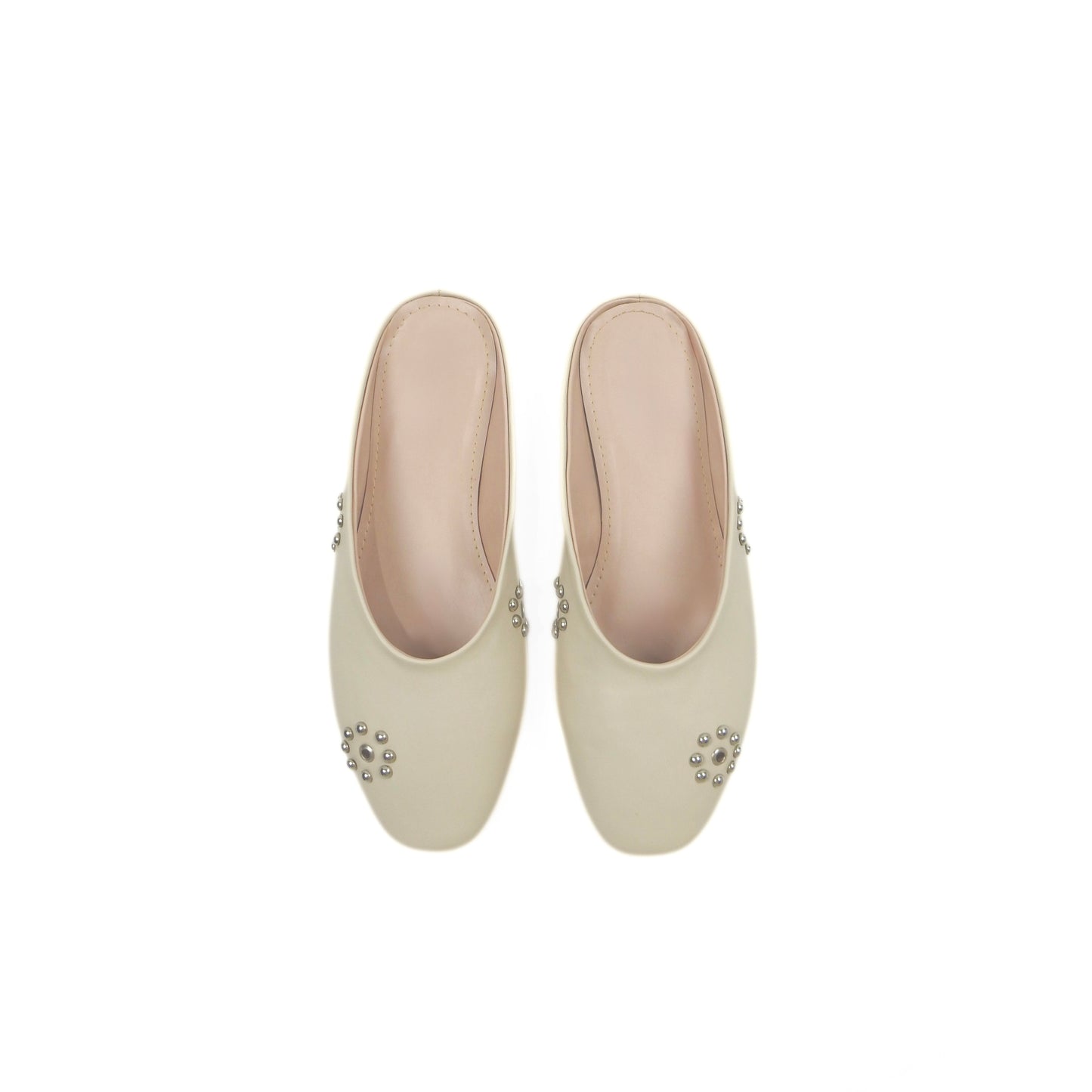 Dome Stud Mules - Beige