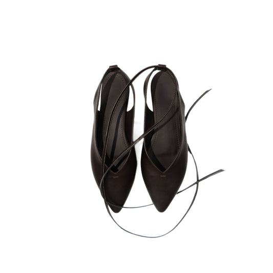 Ribbon Point Sandals - Dark Brown