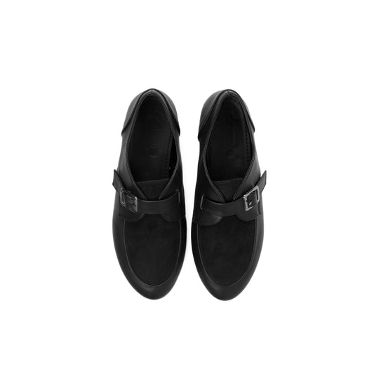 Single Buckle Loafers - Black