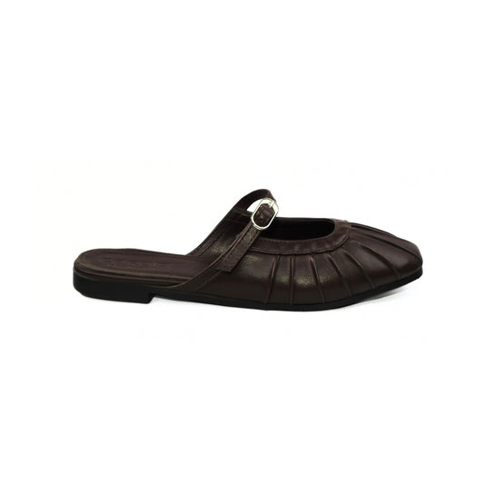 Pleated Mule - Dark Brown