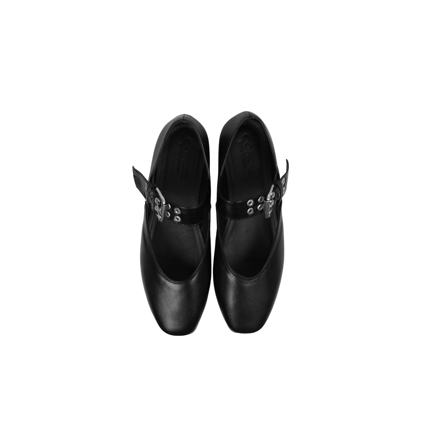 Black Bold Buckle Flats