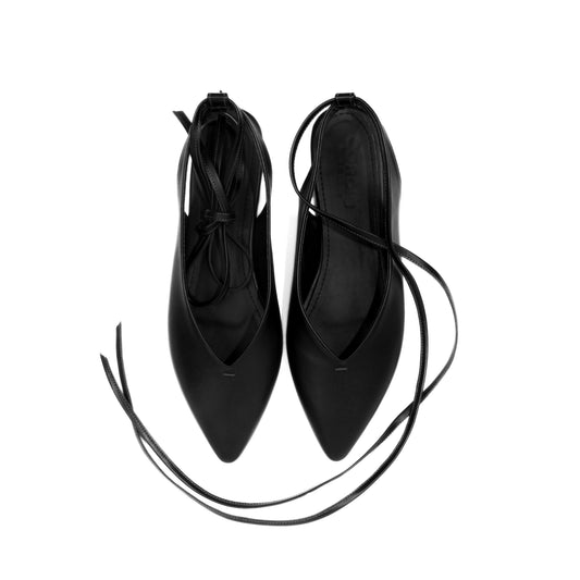 Ribbon Point Sandals - Black