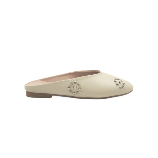 Dome Stud Mules - Beige