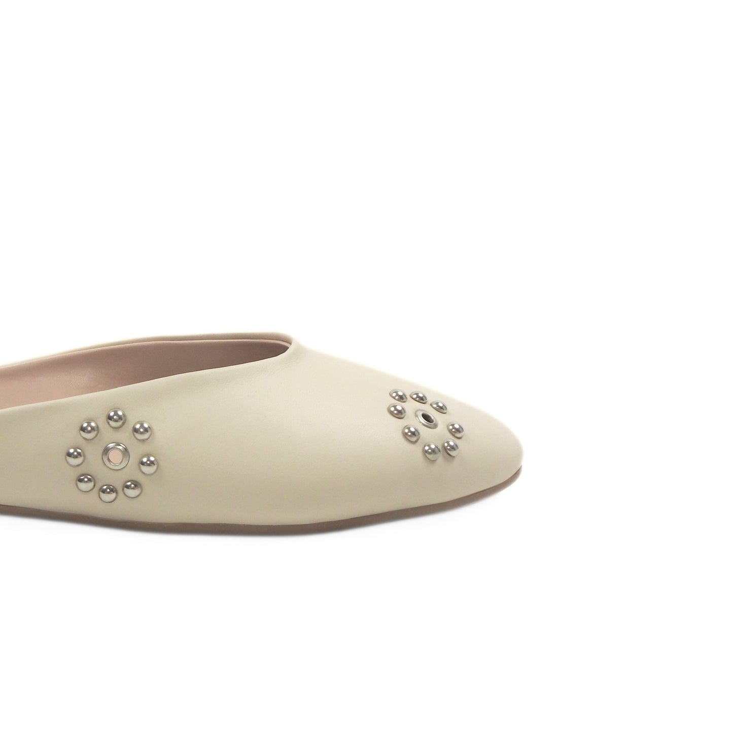 Dome Stud Mules - Beige