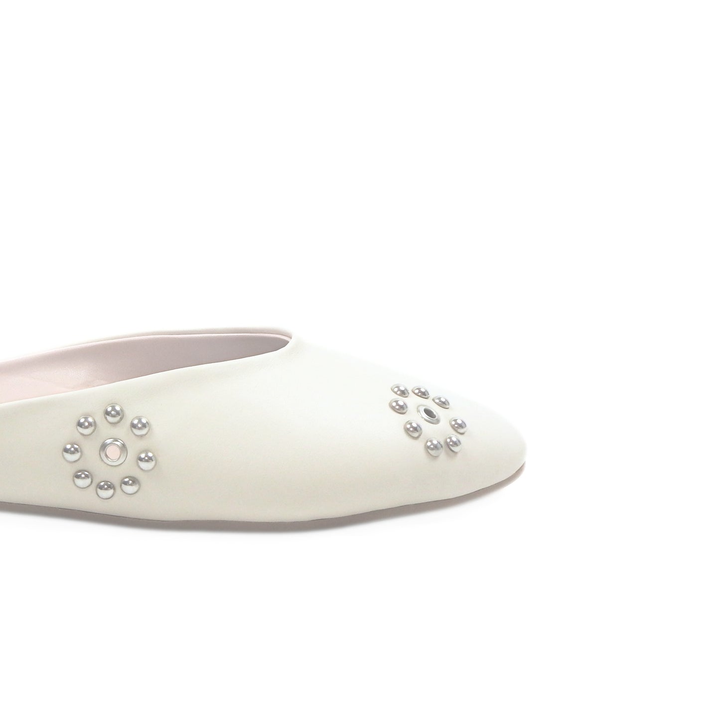 Dome Stud Mules - White