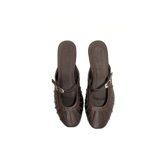 Pleated Mule - Dark Brown