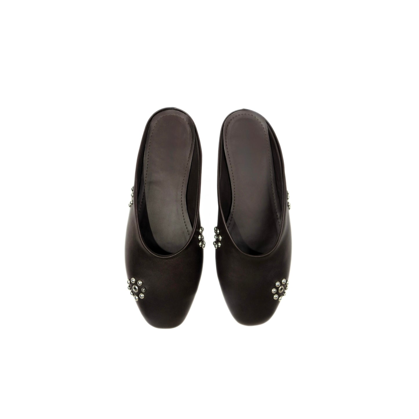 Dome Stud Mules - Dark Brown