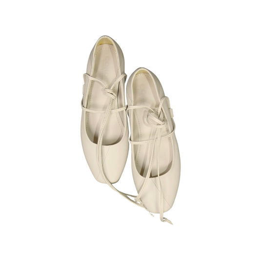 Beige Ribbon Flats