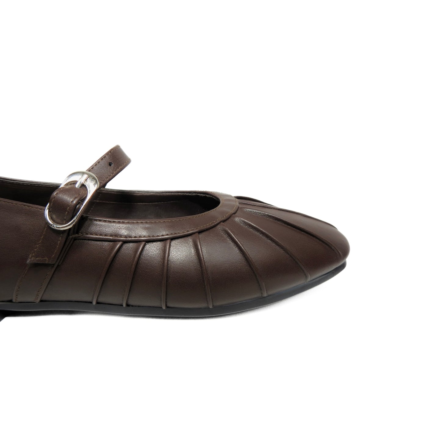Pleated Flats - Dark Brown