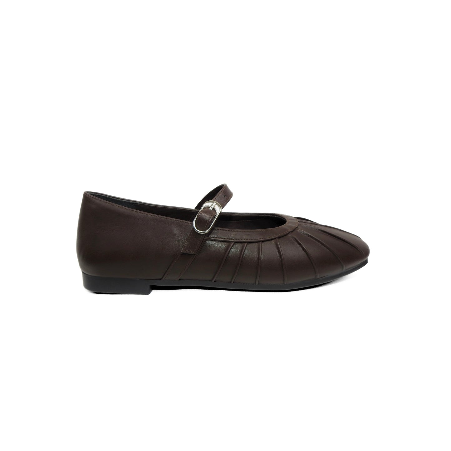 Pleated Flats - Dark Brown