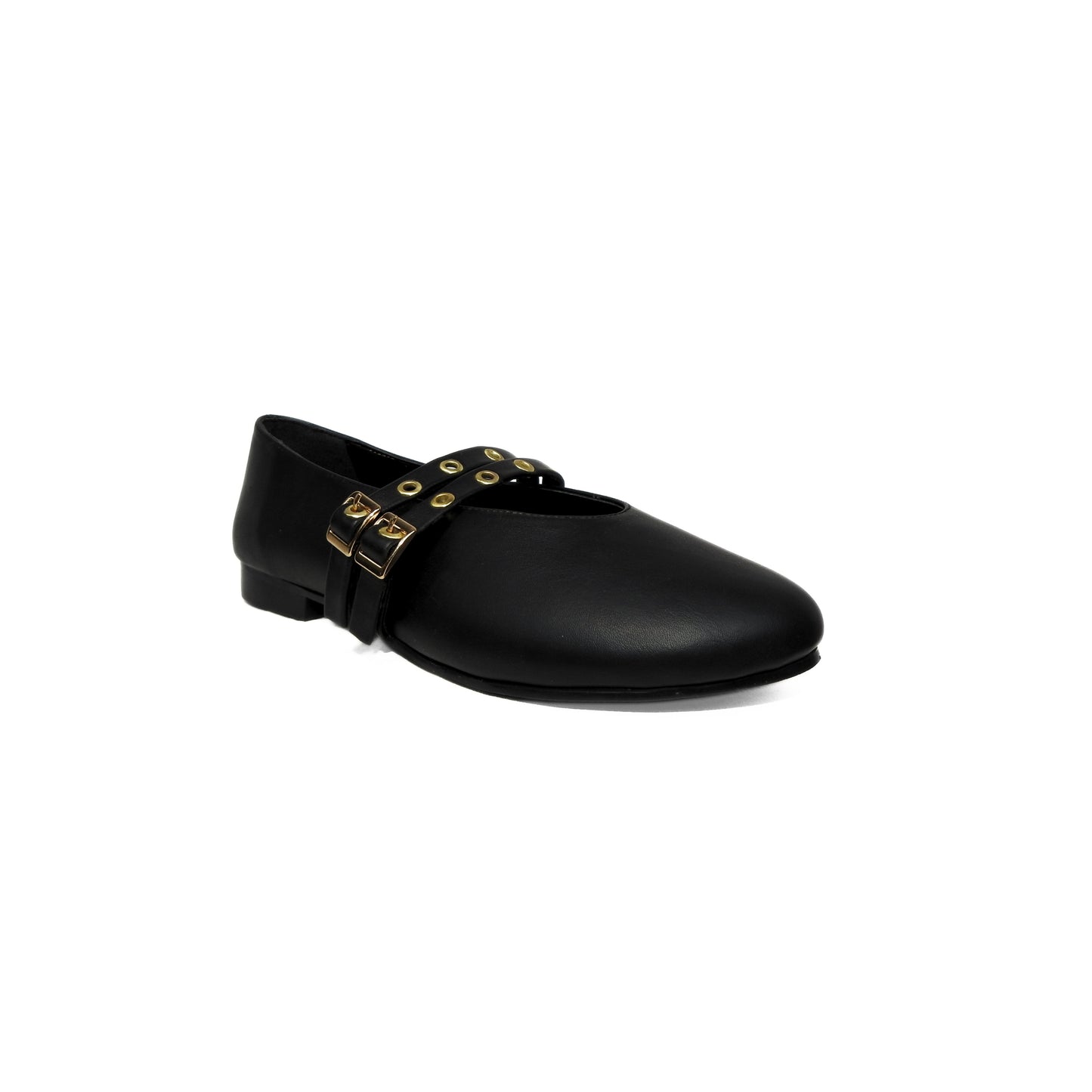 Dual Buckle Flats - Black